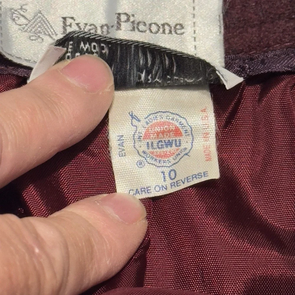 Vintage Evan Picone Womens Skirt Burgundy Size 10 A-Line Wool‎ Union Tag 60s 70s